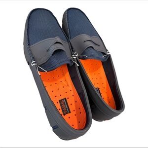 Swims Men's Navy Blue and Orange Penny Loafers Size 12